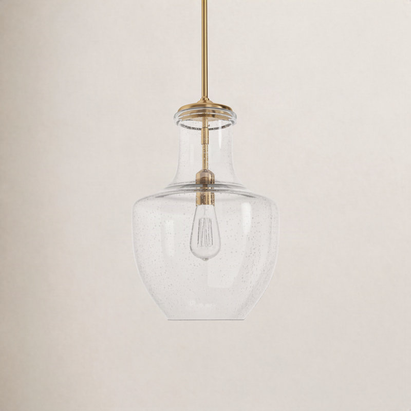 Ravenna 1-Light Dimmable Teardrop Pendant, Satin Brass