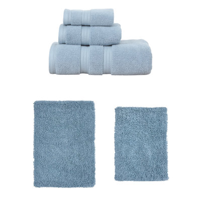 Bruno Collection 100% Soft Cotton 3 Pc Towel Set & 2 Pc Bath Rug Set, (Set of 5)