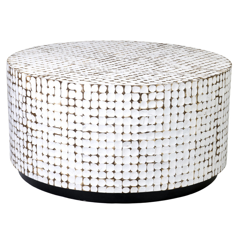 New Hampton Round Coffee Table, Blanc