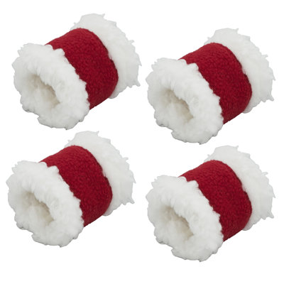 Ensemble de 4 serviettes de table en forme de père Noël joyeux, rouge et blanc