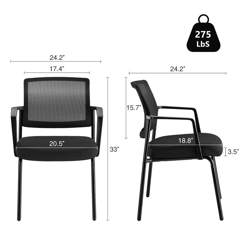 Chaise de bureau en polyester Lynnix, Noir