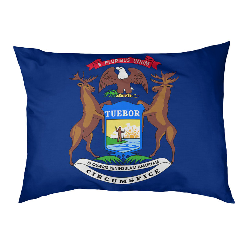 Coussin de concepteur michigan flag Burien, L 42 po x l 52 po, Noir