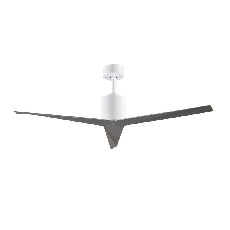 Eliza Outdoor Downrod Ceiling Fan, Gloss White, Brushed Nickel