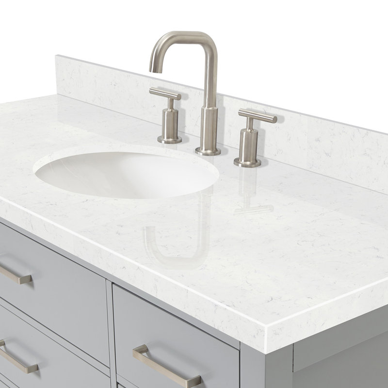 3_ARIEL Bristol 60 Single Sink Bathroom Vanity with Carrara White Quartz, Gray, 54"