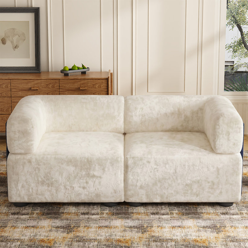 2 Seater Chenille Sofa, Beige