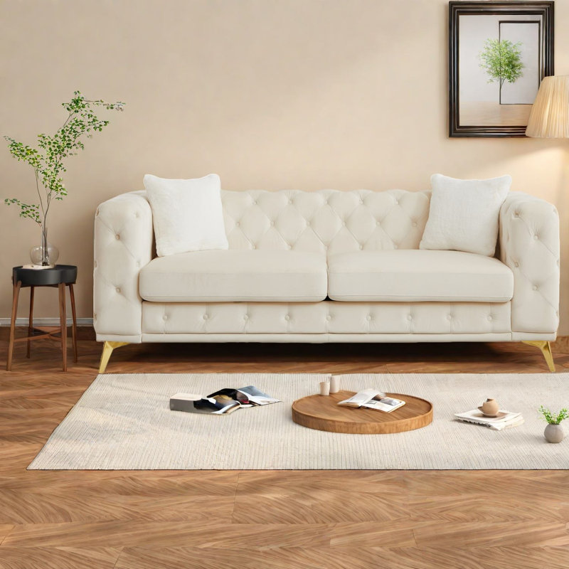 Canapés à compression, canapé Chesterfield moderne en velours de 82,5 pouces pour la maison