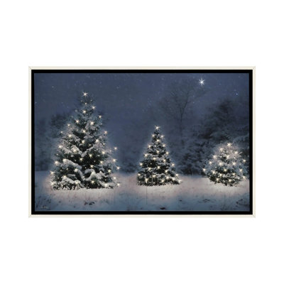 Twinkling Christmas Trees - reproduction d'art murale - toile encadrée