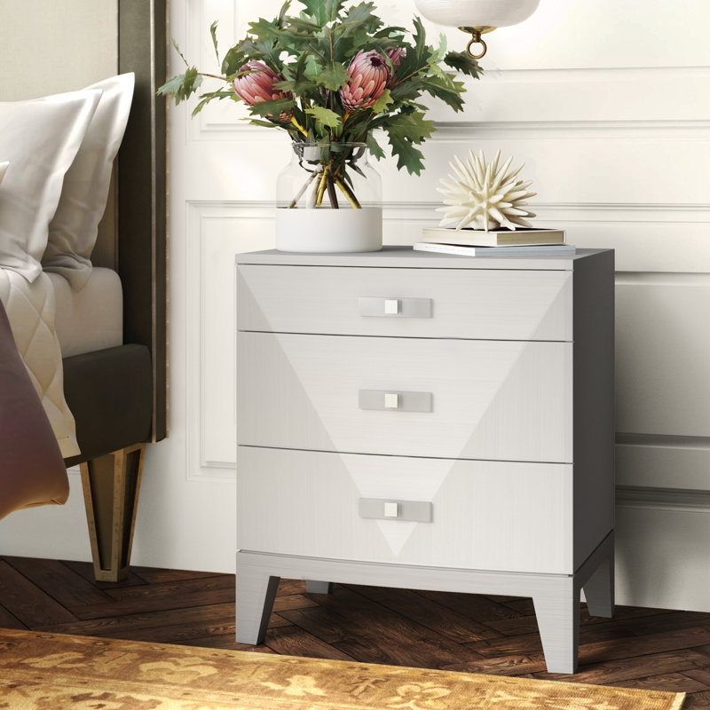 Axiom 3 - Drawer Nightstand in White/Gray