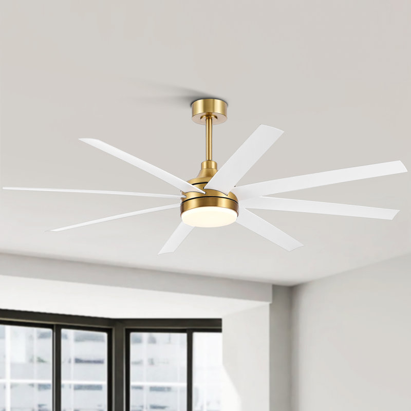 Jamii-Leigh 65/72/84 inch Large Indoor/Covered Outdoor Modern Ceiling Fan with Led Lights and Remote, 6-Speed, Reversible Quiet DC Motor, Timer, 8-ABS-Blade