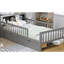 Lit simple gris avec rangement pour tête de lit et garde-corps fonctionnels - Taille élégante, pratique et efficace-680396709