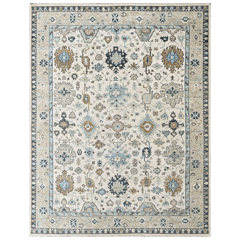 9x11'11'' Hand Knotted Wool Beige Oushak Transitional Rug