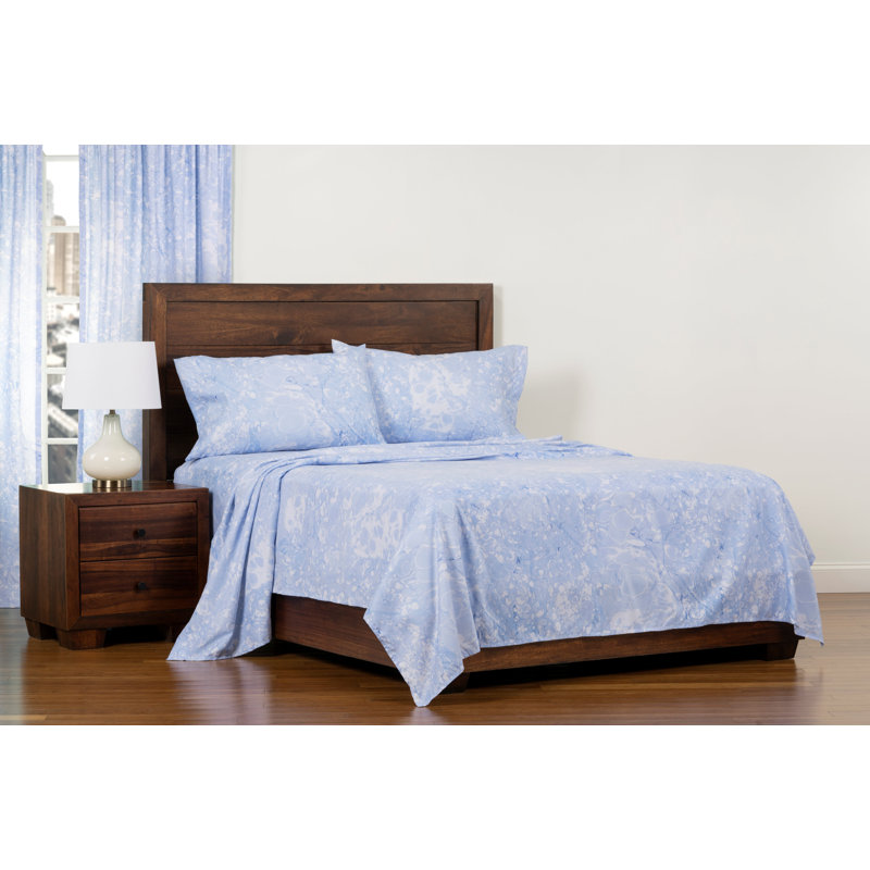 Queen Blue Ice Microfiber Sheet Set