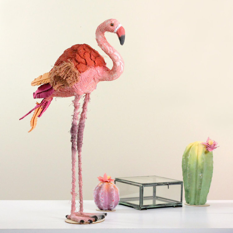 Décoration de table flamant rose texturé 21,5 "tropical