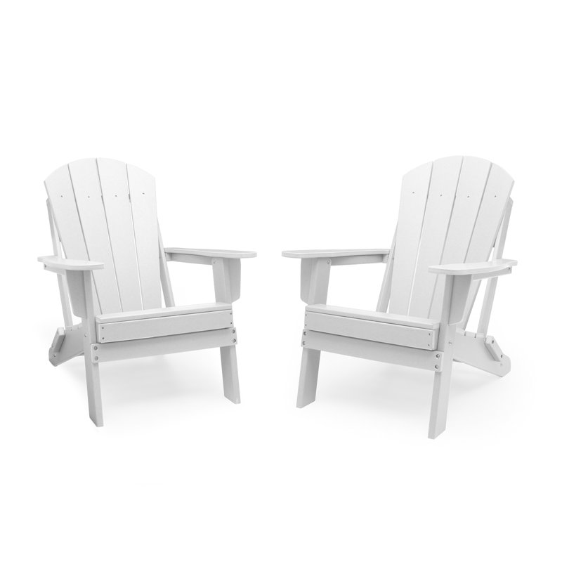 Aulika HDPE Plastic Weather-Resistant Adirondack Chair, White