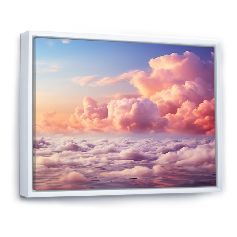 «Sky Pastel Dreamscape II», reproduction sur toile, H 30 po x l 40 po x P 1,5 po, Cadre flottant blanc