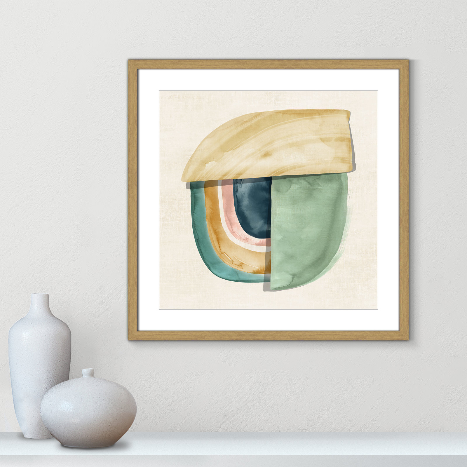 Louella "Shape Form II" Print by Emma Peal, 24.75" H x 24.75" W x 0.75" D, Natural Wood Grain