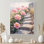 Pivoines par le chemin de pierre II - Pivoines, reproduction sur toile encadrée