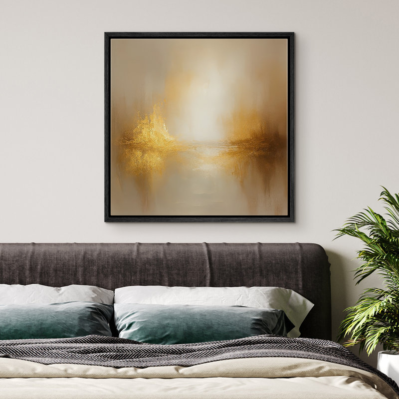 Reproduction de paysage abstrait encadrée d'art mural sur toile pour décor neutre, Noir, H 16 po x l 16 po