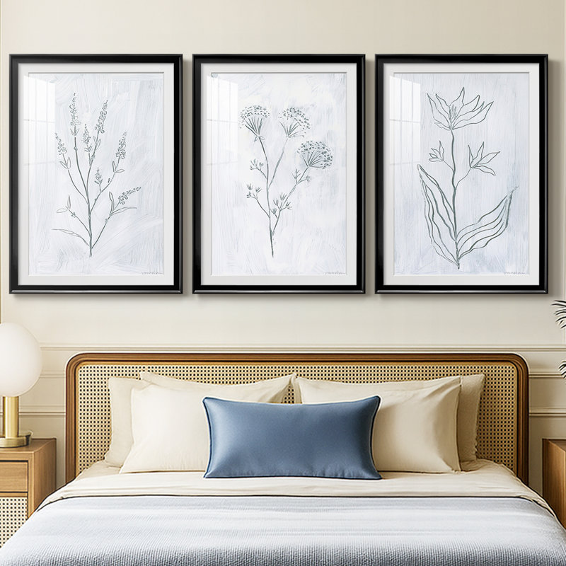 Milkweeds I - Impression personnalisée de qualité supérieure avec cadre - 3 pièces, H 27 po x l 39 po, Noir