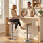 Swivel Upholstered Adjustable Height Counter Stool with Metal Frame-1370564129