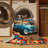 Machine Washable Transportation Brown Area Rug