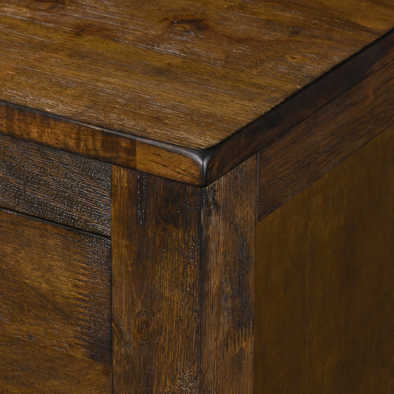 Rustic Brown 2-Drawer Wooden Nightstand with Beveled Handles