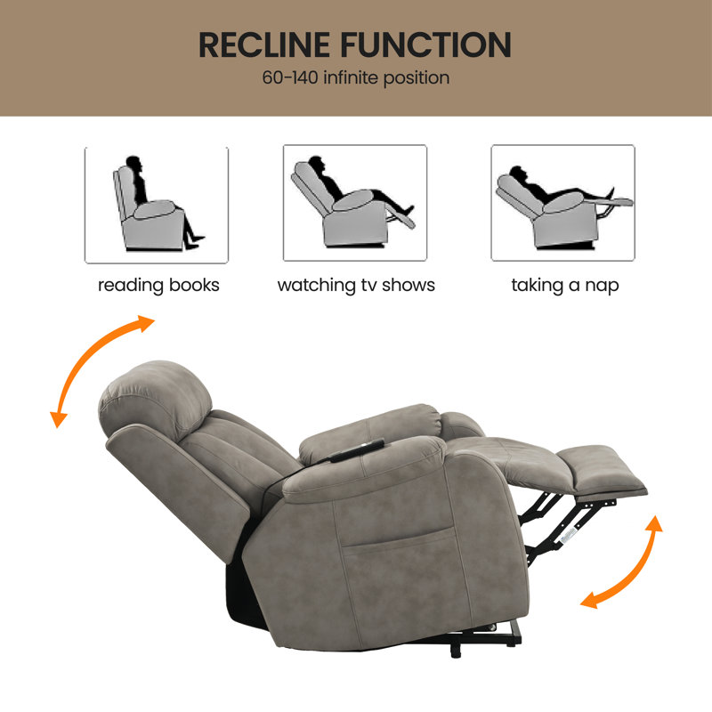 Fauteuil inclinable électrique avec repose-pieds Nicolay, Polyester gris foncé