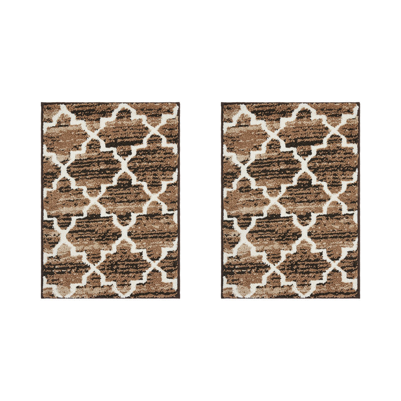 Nolynn Non-Slip Bath Rug, Brown, 2 PCs Set (17" x 24" | 17" x 24")