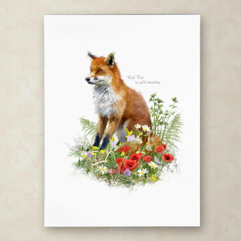 'Fox' Print on Wrapped Canvas, 19" H x 14" W x 2" D