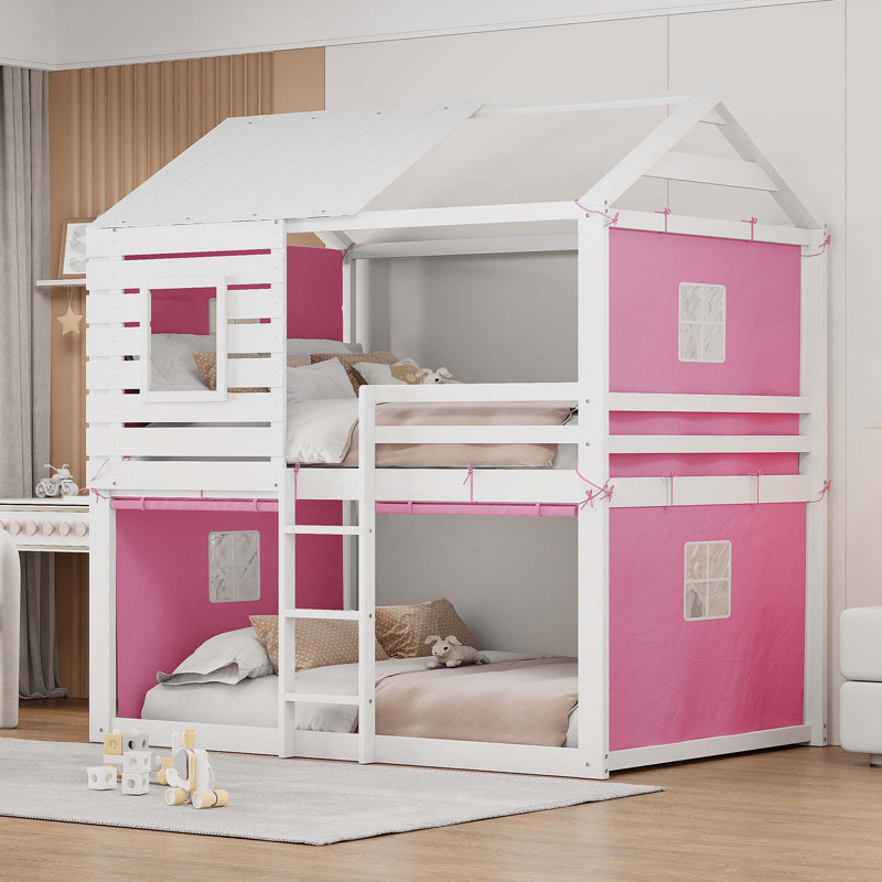 Lit superposé en bois avec tente
