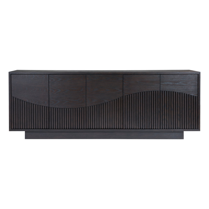 Mocha Brown Oak Modern Media Console with Cabinet