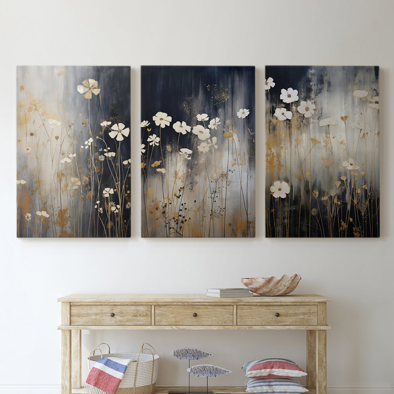 Série d'étude florale Cxxxiv - ensemble de toiles tendues avec châssis Premium - prêt à être accroché