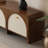 Modern Arched TV Stand With Contrast Finishes – 4-Door Storage Console For Living Room