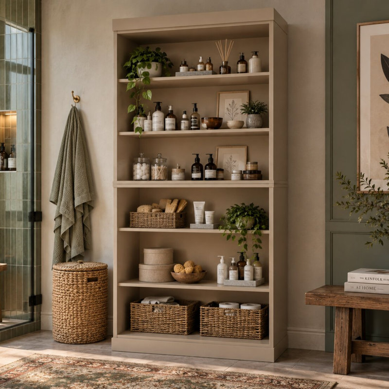 Armoire de rangement 100% en bois massif Palace Imports, tablettes réglables, hauteur 71,5 po, Beige