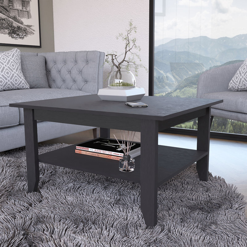 Table basse Osceola, noir - design minimaliste moderne à deux niveaux, L 31 po