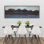 Montagnes et lac calme - Toile encadrée bleue contemporaine