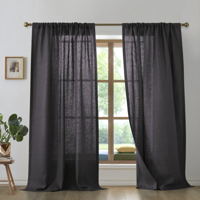 Linen Semi Sheer Curtain Pair