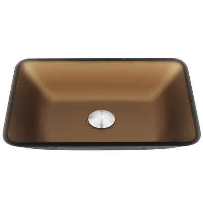 Donatello Russet Glass 18" L 13" W 4" H Rectangular Vessel Bathroom Sink