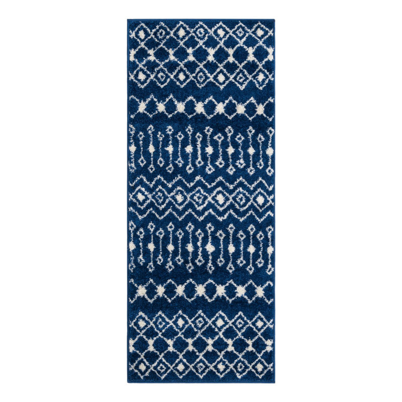 Somerville Geometric Indoor Rug, Runner 2' x 5'3", Navy