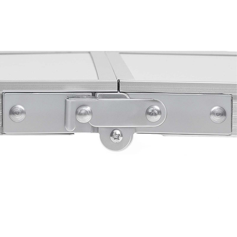 2Ft Folding Portable Camping Table Aluminum Outdoor Table Adjustable Height, Argent
