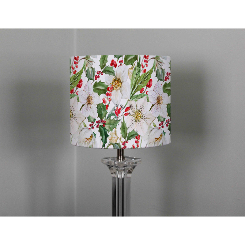 Watercolour Christmas Pattern 22cm H Cotton Drum Lamp Shade ( Uno )