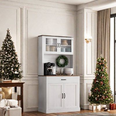 71” Kitchen Pantry Cabinet With Microwave Stand by Winston Porter