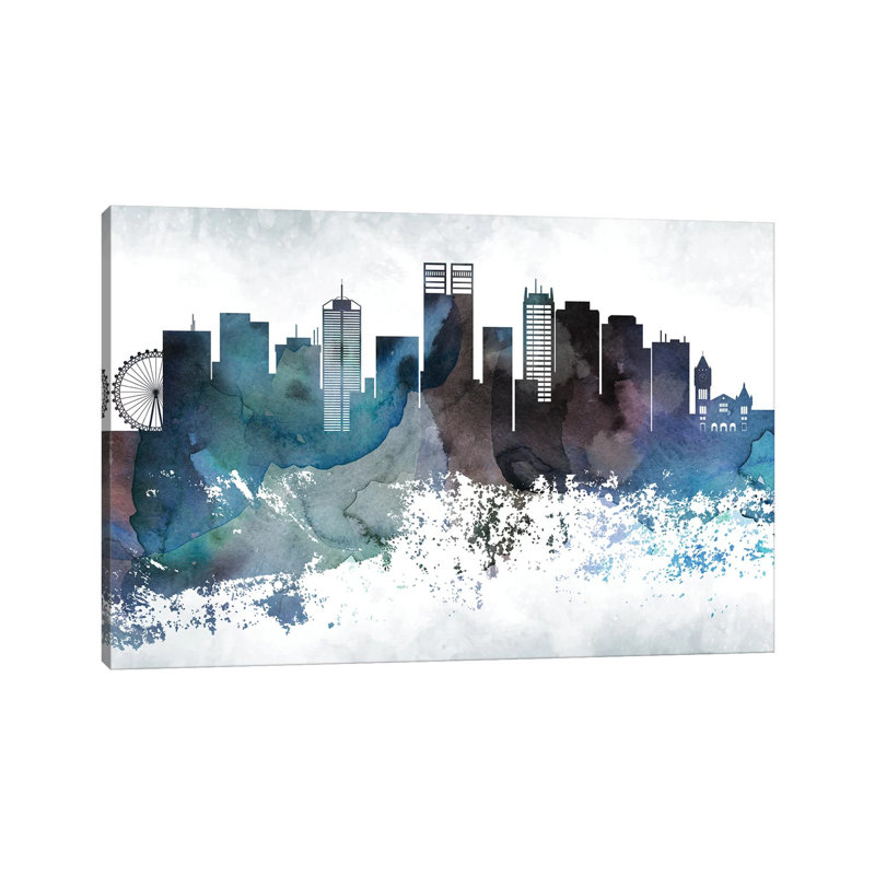 Perth Bluish Skyline by WallDecorAddict - Wrapped Canvas Print, 20.32cm H x 30.48cm W x 1.91cm D