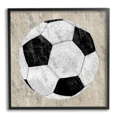 ba-907 - Ballon de soccer rustique encadré par Kim Allen, reproduction de photo sur toile