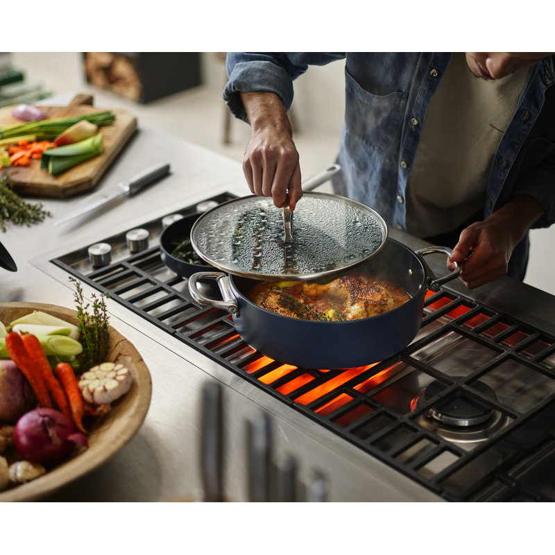 Joseph Joseph Space Ceramic Non-Stick 5 Qt. Shallow Casserole with Folding Handles and Lid