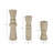 Set of 3 Resin Pillar and Taper Candle Holders with Ribbed Modern Textured Design, Home Office Bedroom Living Room Decor - 15", 12", 9" Brown