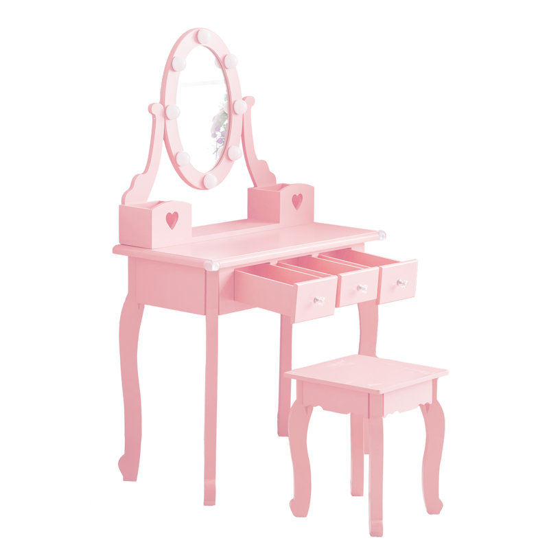 Ensemble de coiffeuse pour enfant, Rose