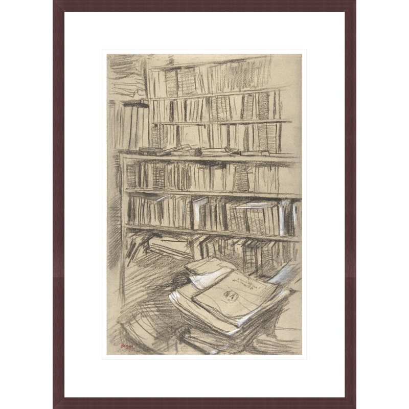 Bibliothèque par Edgar Degas - Impression sur toile encadrée, H 21,75 po x l 16,15 po