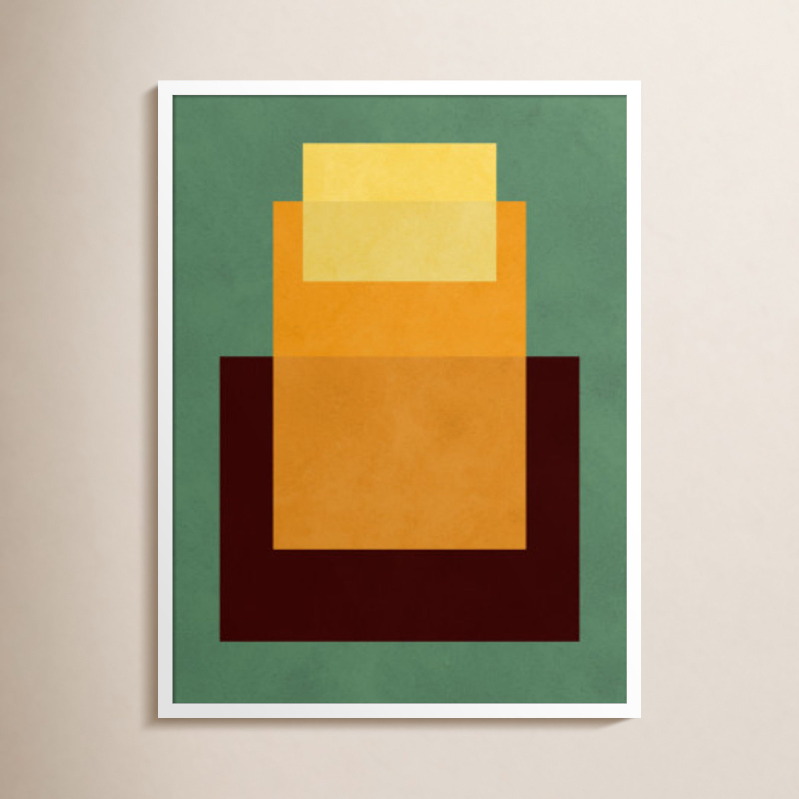 Overlapping Geometry 10 Print, 33" H x 25" W, Green/Orange, White