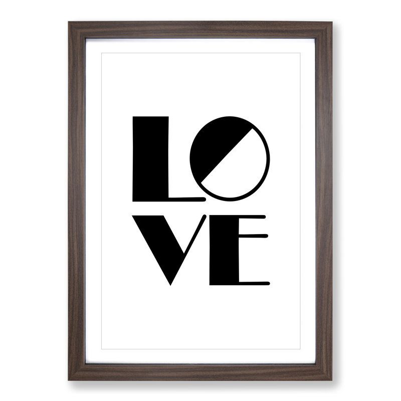 Love Block - Picture Frame Typography, 36cm H x 27cm W x 2cm D, Walnut Framed